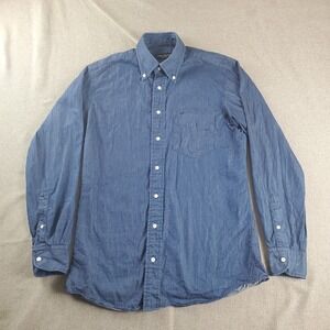 Spier Mackay Chambray Shirt Men 15.5 Blue Button Down Long Sleeve Pockets